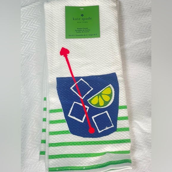 Kate Spade NWT Kitchen Towel Set (2) Drinks on the Rocks GT 100% Cotton - Picture 1 of 4